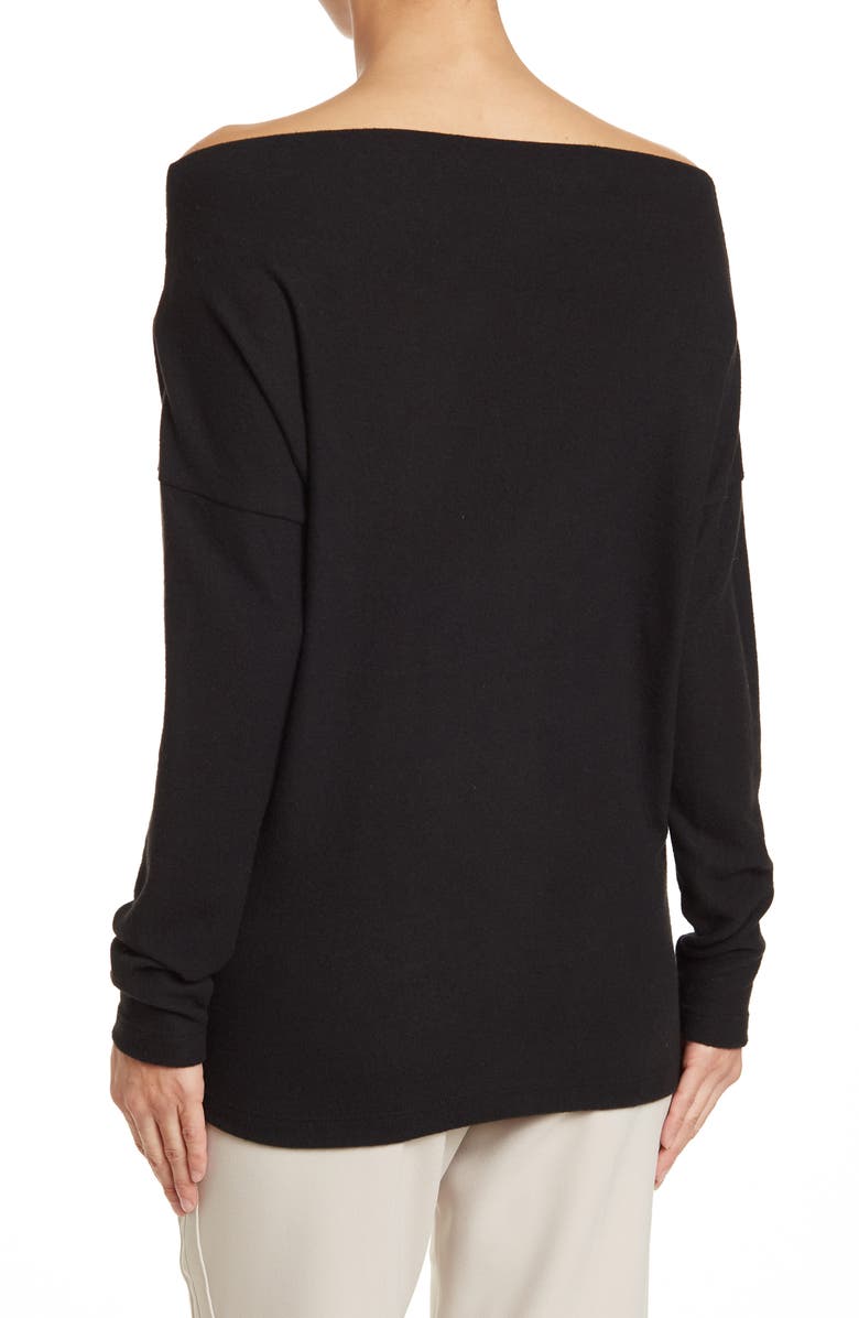 Renee C Brushed Knit Boat Neck Top, Alternate, color, Black