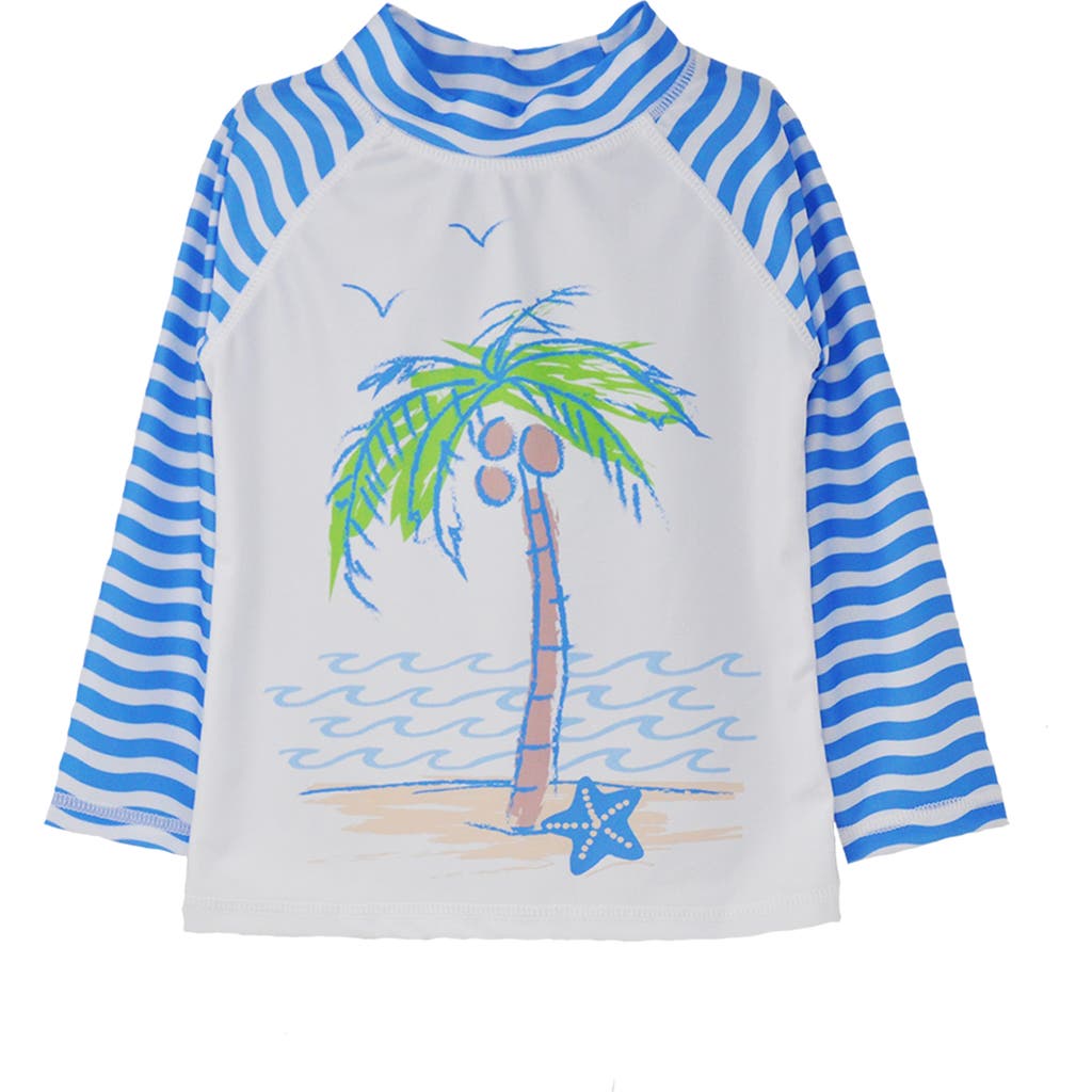 Flap Happy Sustainably Made Upf 50+ Kids' Graphic Rash Guard Swim Top In Seaside Palms