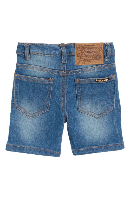 Shop Volcom Short Sleeve Button-up Shirt & Denim Shorts Set In Teal