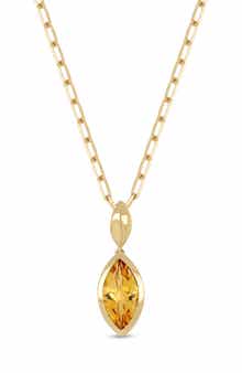 14k Gold Citrine Pendant Necklace