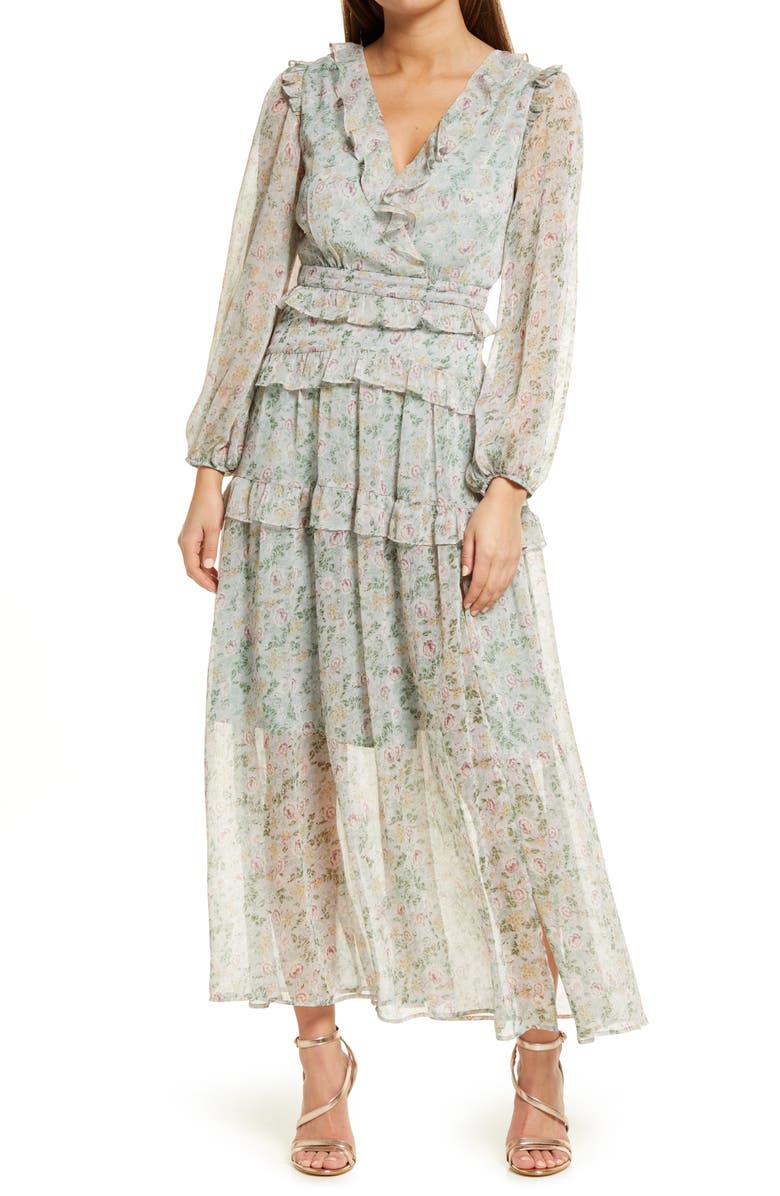 FLORET STUDIOS Ruffle Maxi Dress, Main, color, 