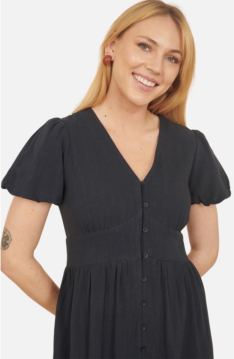 Yumi Viscose Button Through Midi Dress, Alternate, color, Navy