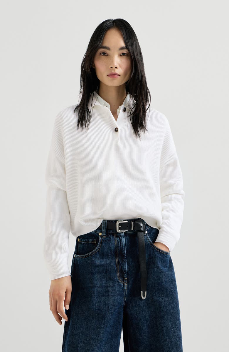 Brunello Cucinelli Polo-style sweater, Main, color, Panama