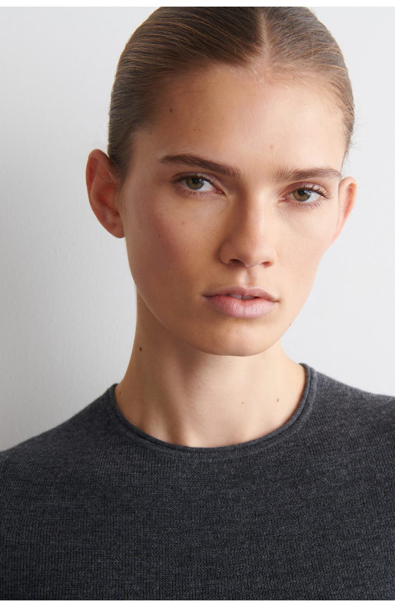 COS Seamless Merino Wool T-Shirt, Alternate, color, Charcoal Mélange