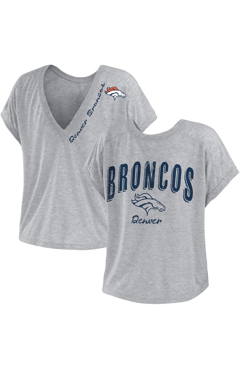 WEAR by Erin Andrews Women's WEAR by Erin Andrews Heather Gray Denver Broncos Reversible T-Shirt, Alternate, color, 