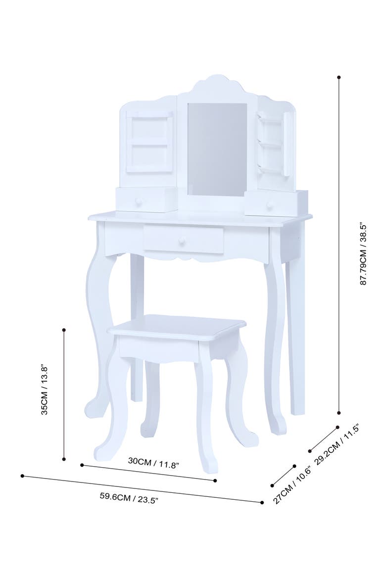 Fantasy Fields Little Princess Anna Vanity Table & Stool Set, Alternate, color, WHITE