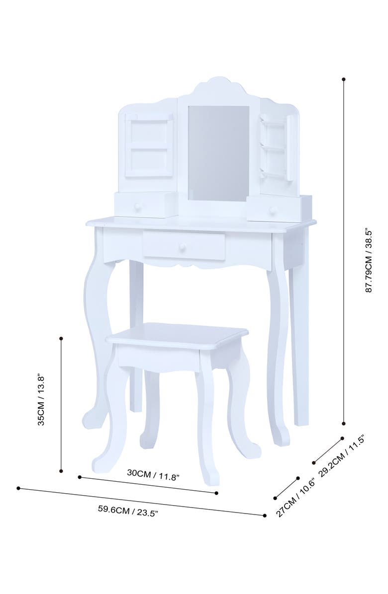 Teamson Kids Fantasy Fields Little Princess Anna Vanity Table & Stool Set, Alternate, color, White