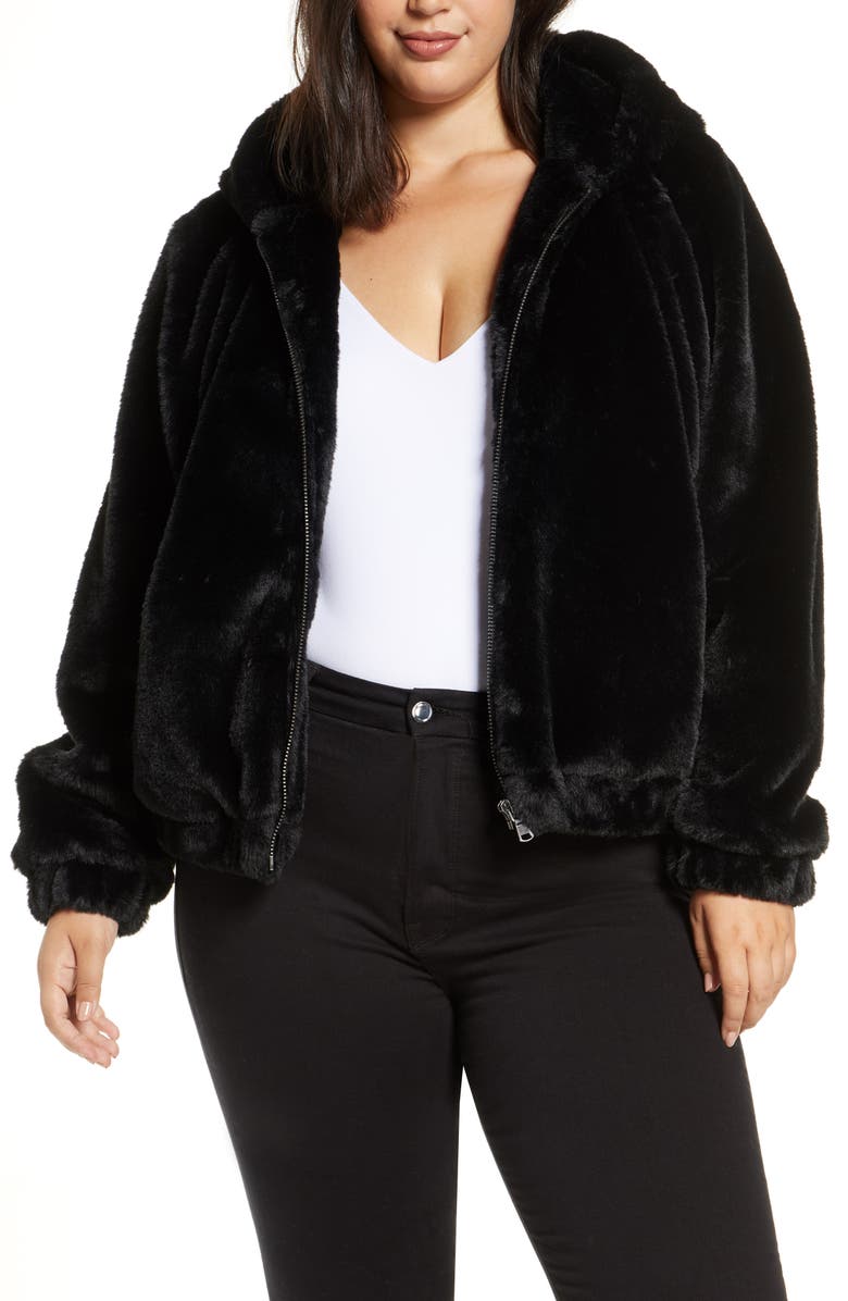Coldesina Faux Fur Bomber Jacket, Main, color, 