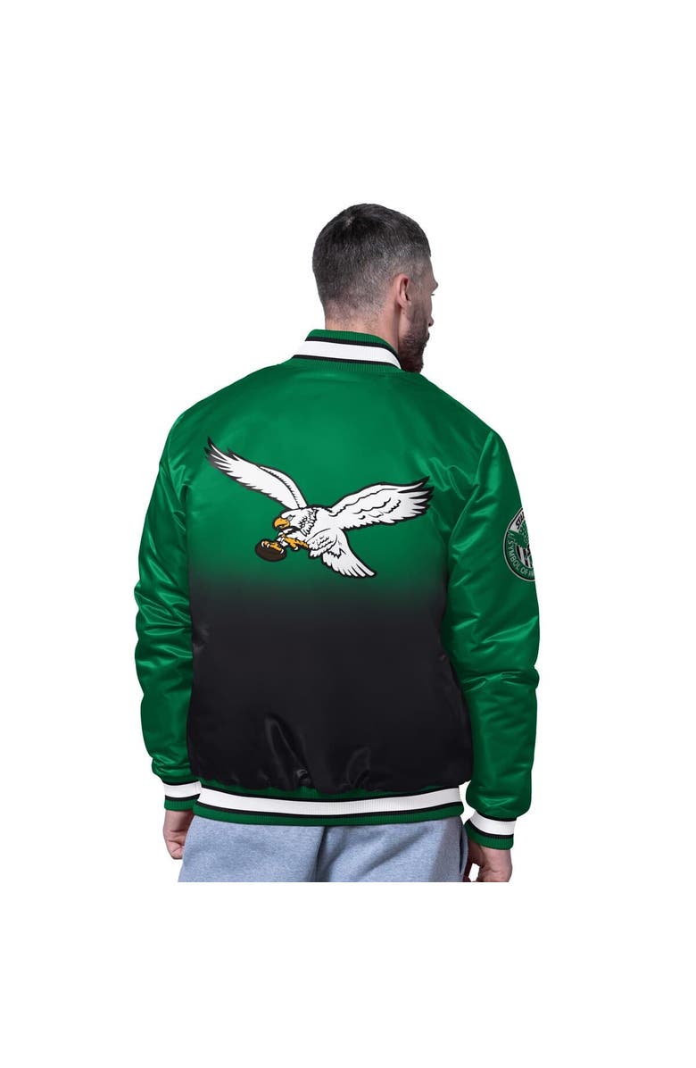 STARTER Men's Starter Kelly Green Philadelphia Eagles Retro Pass Rush Varsity Full-Snap Jacket, Alternate, color, Kelly Green