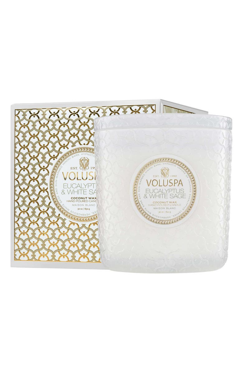Voluspa Eucalyptus & White Sage Boxed Luxe Candle, Alternate, color, Eucalyptus & White Sage