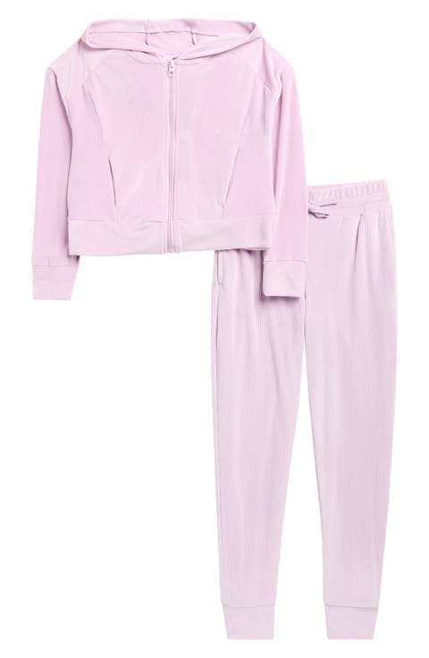 Kids' Rib Velour Castle Zip Hoodie & Joggers Set (Big Kid)