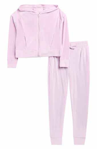 90 DEGREE BY REFLEX Kids' Rib Velour Castle Zip Hoodie & Joggers Set