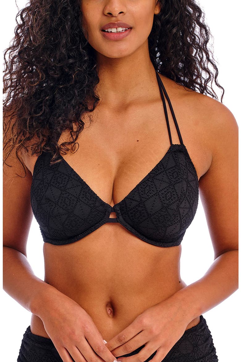 Nomad Nights Underwire Halter Bikini Top, Main, color, BLACK (BLK)