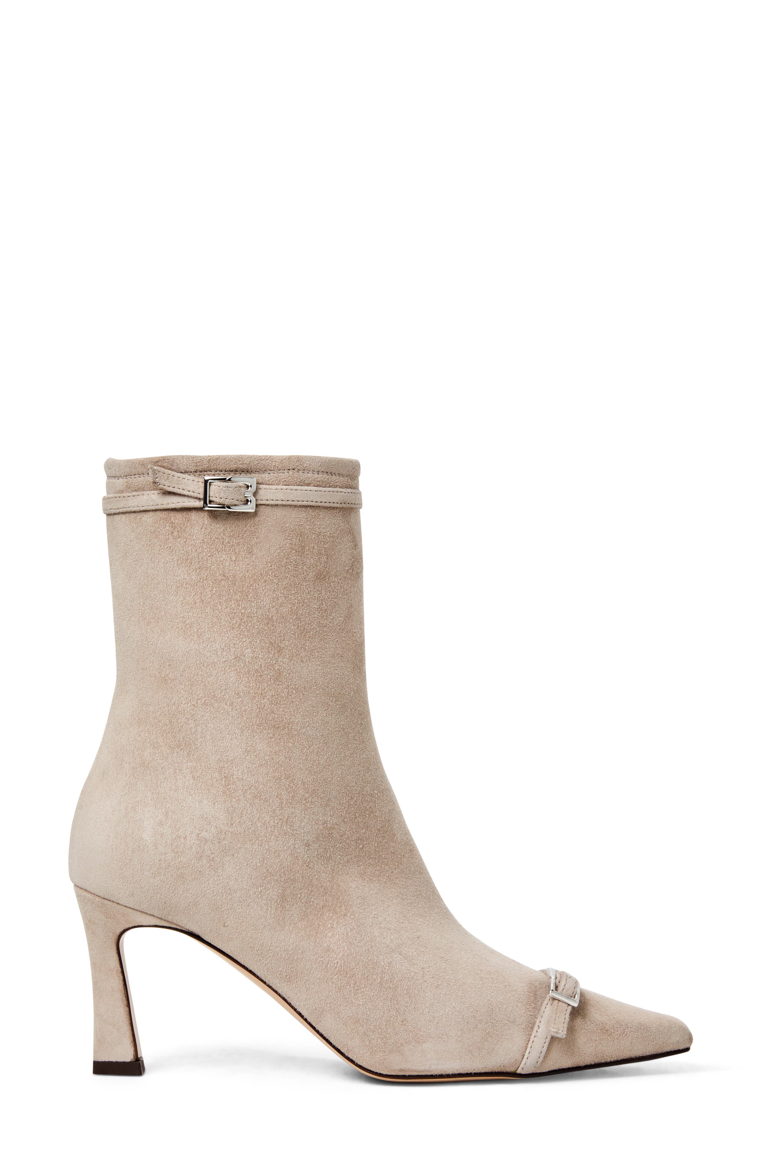 Bruno Magli Addison Belt Detail Bootie, Alternate, color, Taupe Suede