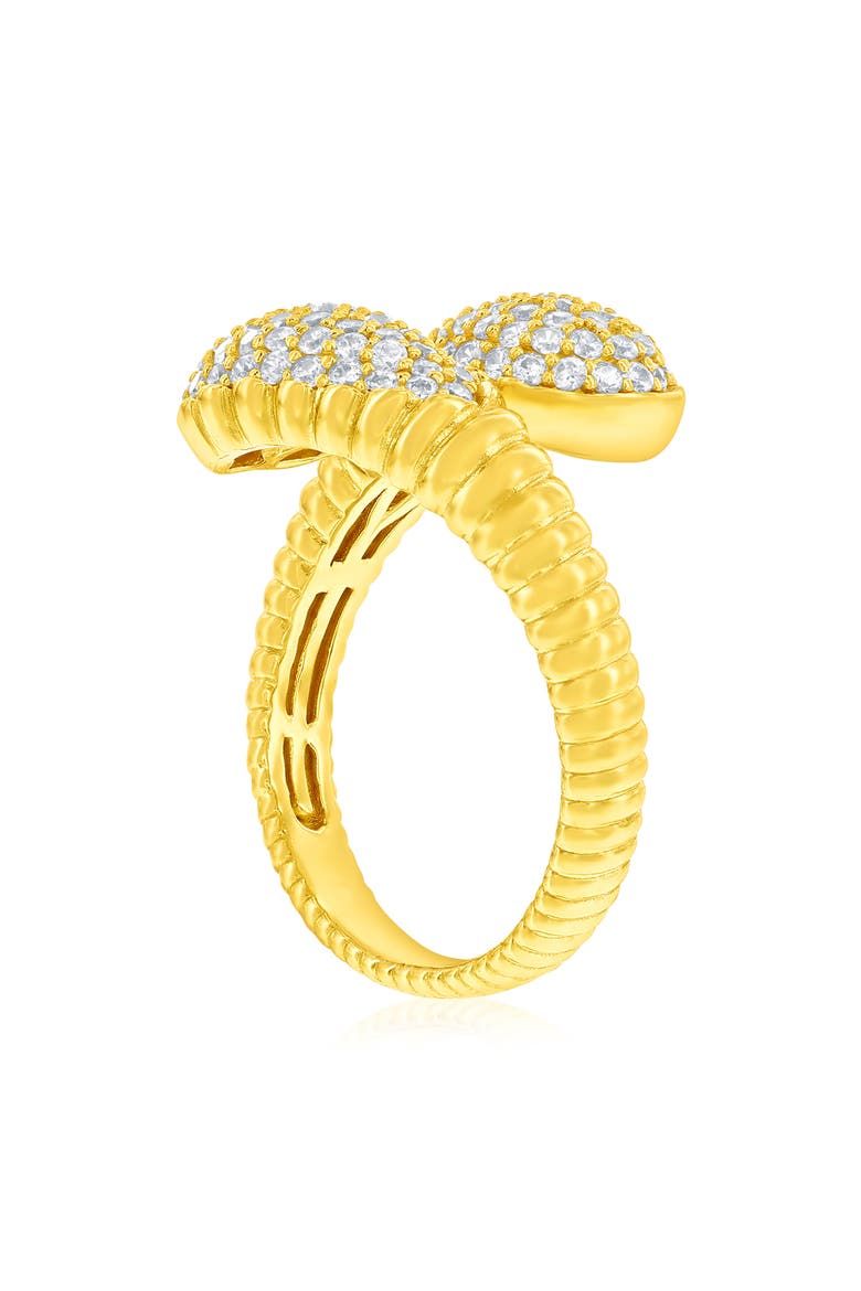 Cubic Zirconia Pavé Bypass Ring, Alternate, color, GOLD