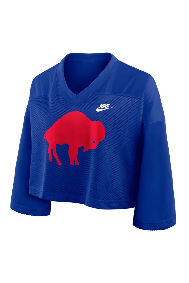 Women's Nike Royal Buffalo Bills Rewind Cropped Mesh Dri-FIT Fashion Jersey, Alternate, color, Royal