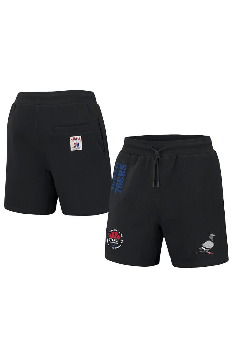 STAPLE Men's NBA x Staple Black Philadelphia 76ers Home Team Shorts, Main, color, Black