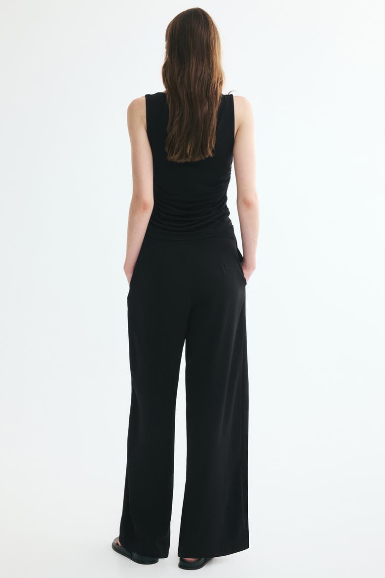 Wrap-detail Twill Pants, Alternate, color, Black