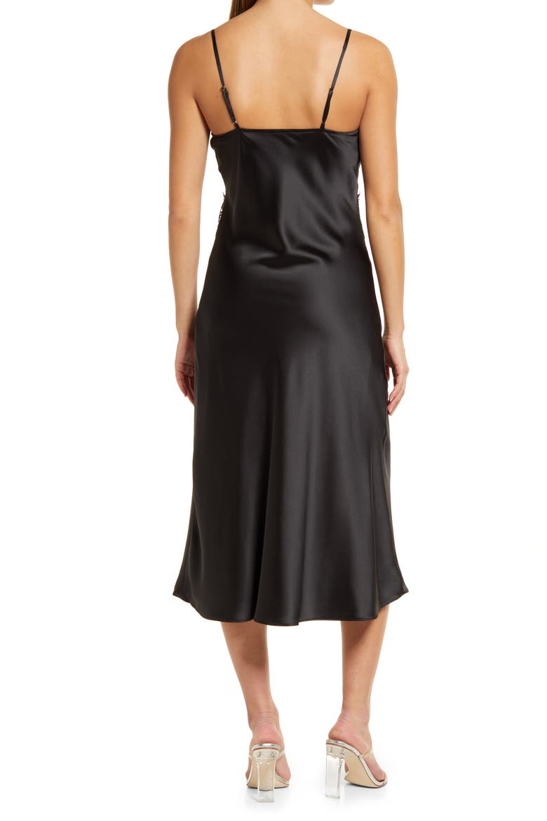 Showing Up In Elegance Satin Midi Dress, Alternate, color, BLACK