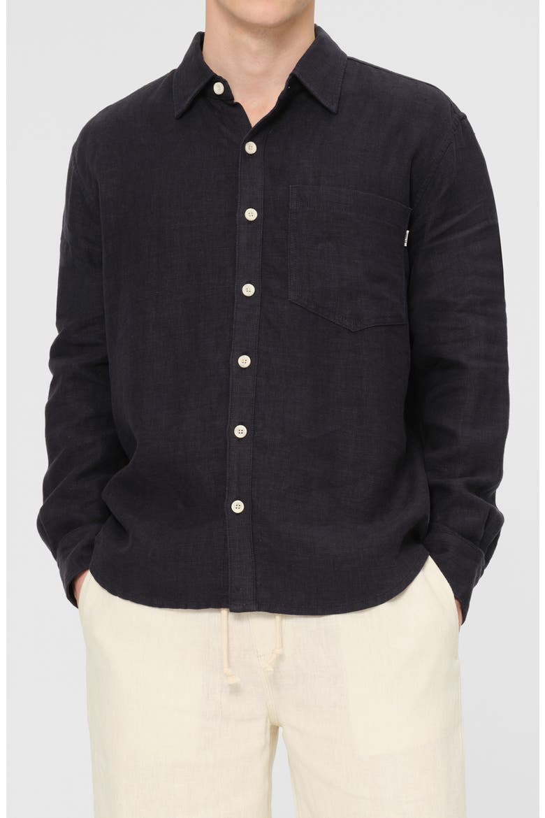 Dominick Button-Up Linen Shirt, Main, color, CLASSIC NAVY LINEN