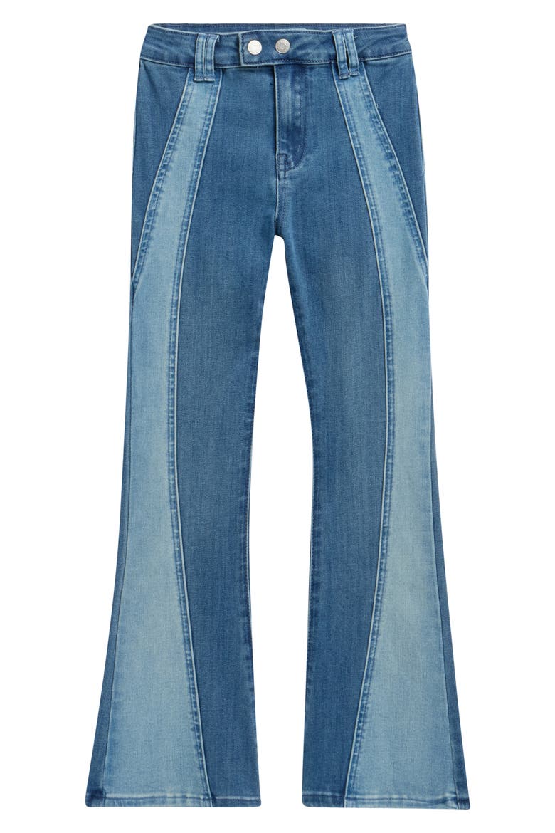 Kids' Two Tone Flare Jeans, Main, color, MEDIUM INDIGO