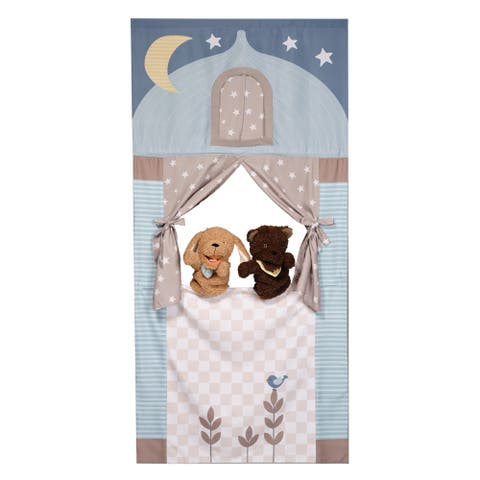 Doorway Puppet Theater Developmental Toy with 2 Luxury Hand Puppets