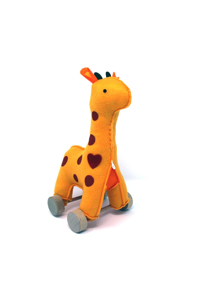 Felt Rolling toy Giraffe, Main, color, Yellow