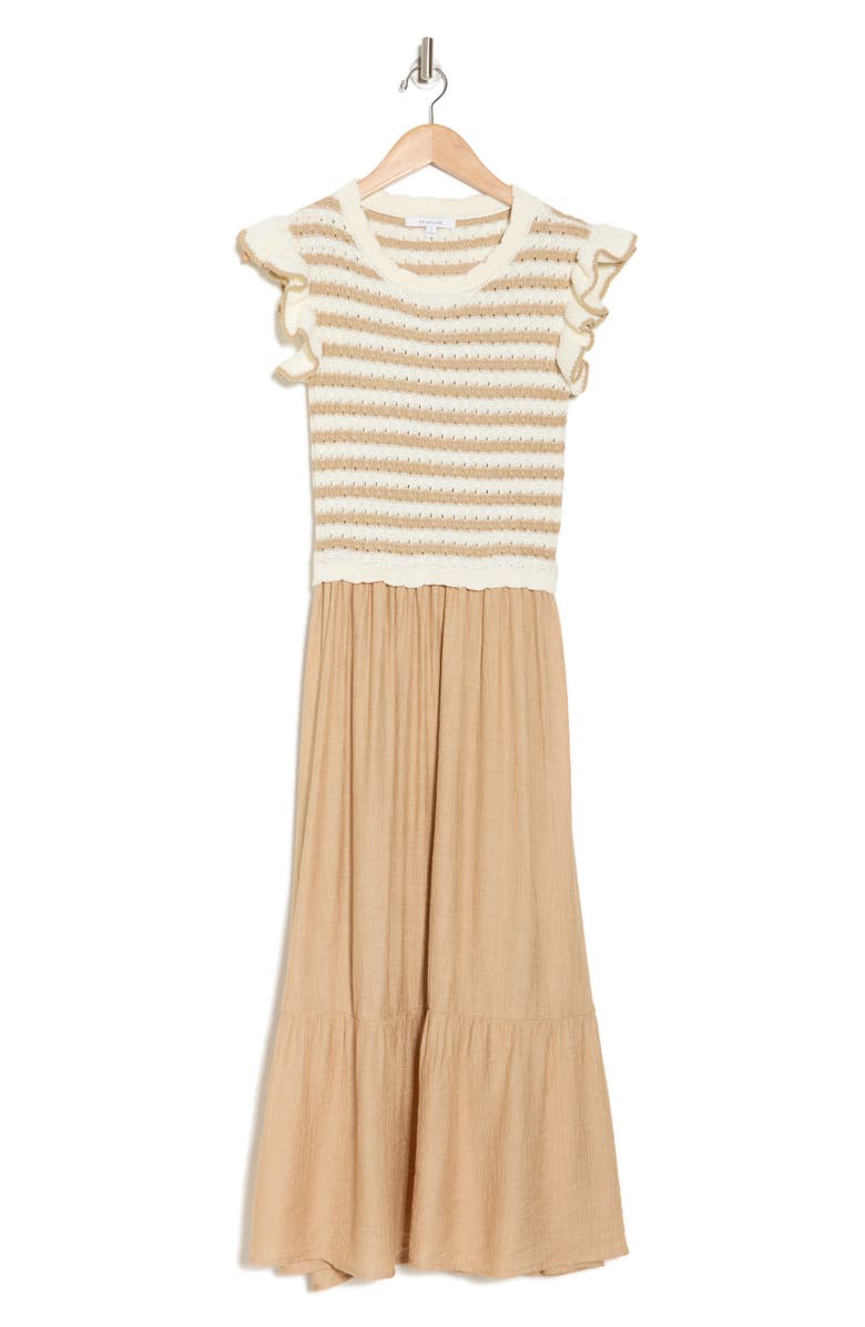 ZOE AND CLAIRE Mixed Media Midi Dress, Alternate, color, Khaki