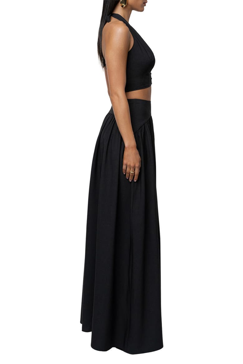 Haven Halter Crop Top & Maxi Skirt Set, Alternate, color, BLACK