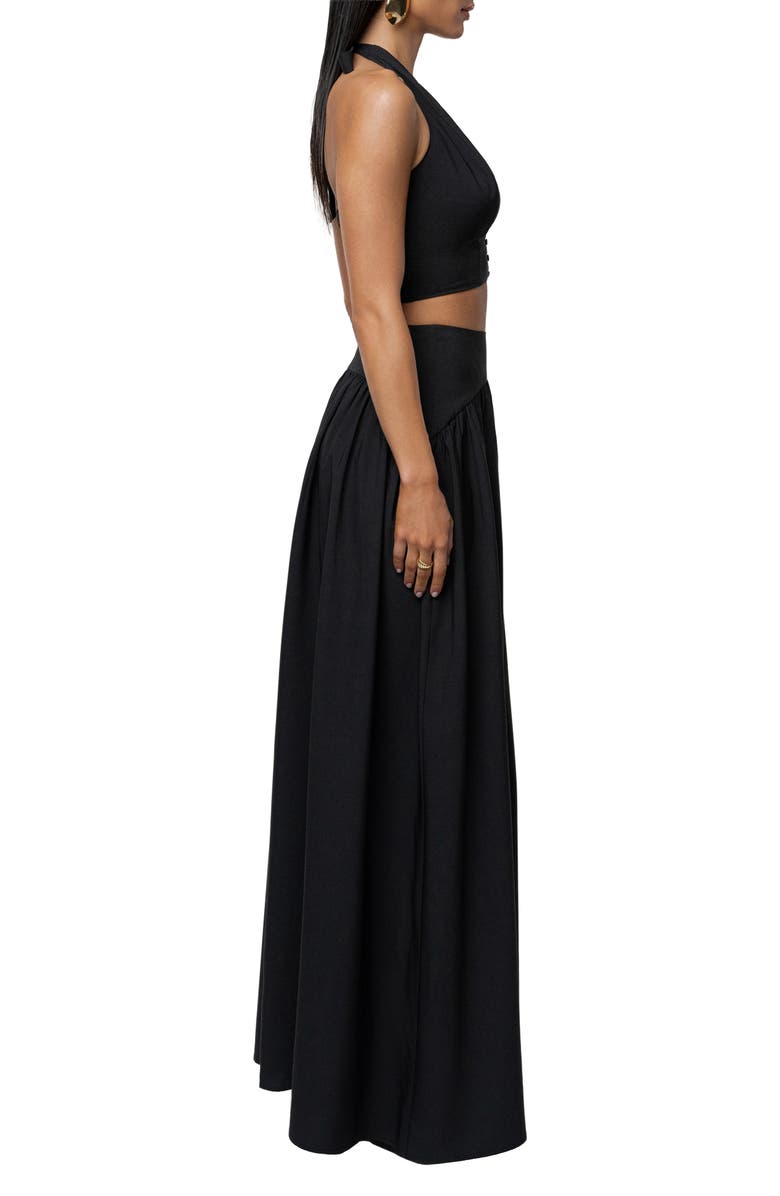 JLUXLABEL Haven Halter Crop Top & Maxi Skirt Set, Alternate, color, Black