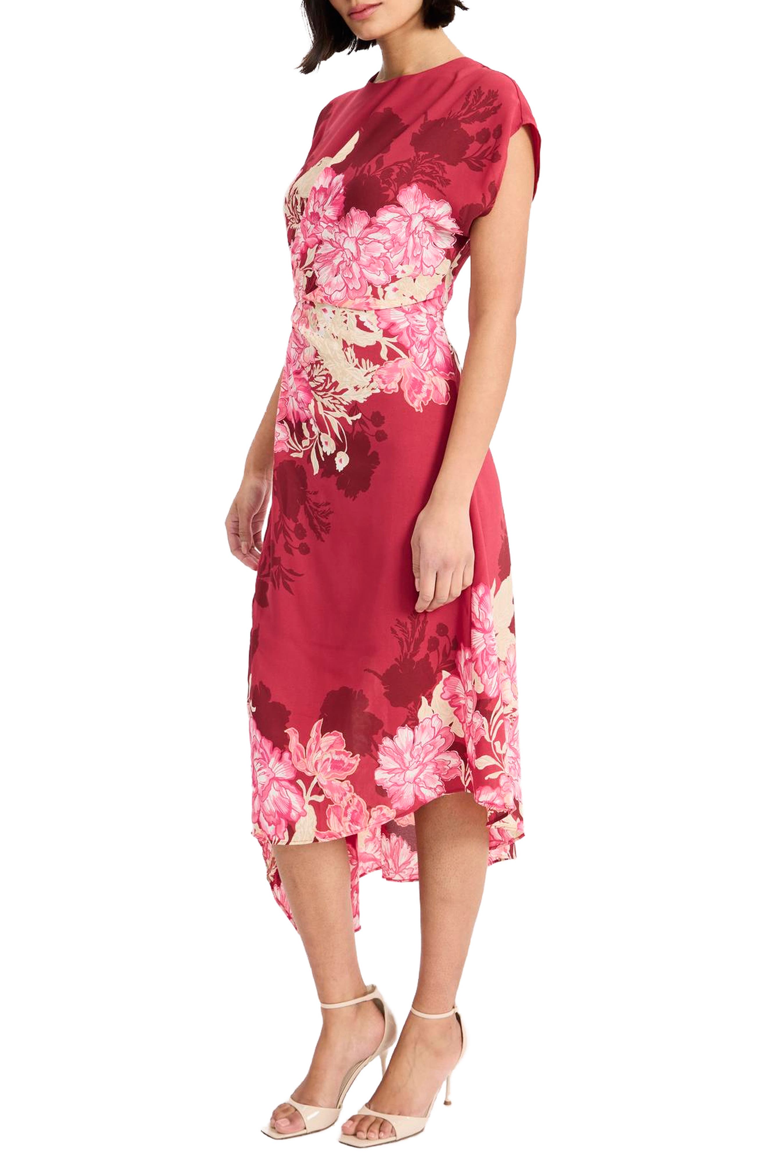 brisbane asymmetrical floral midi dress Brisbane Asymmetrical Floral Midi Dress