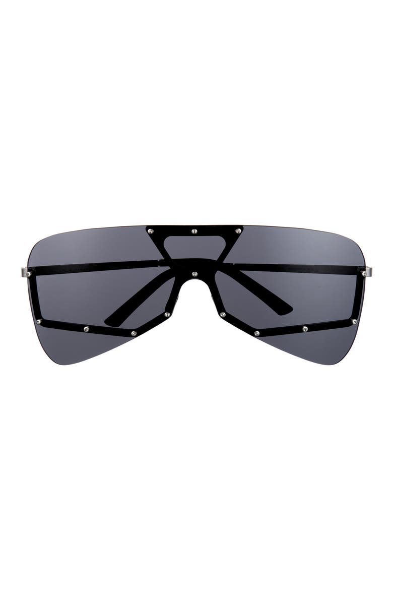 Alright Square Shield Sunglasses, Main, color, SILVER TEMPLE/ BLACK LENS