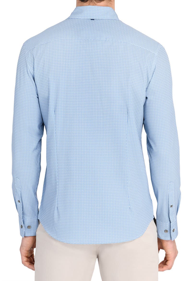 Trim Fit Dash Duo Geo Print Performance Button-Up Shirt, Alternate, color, BLUE