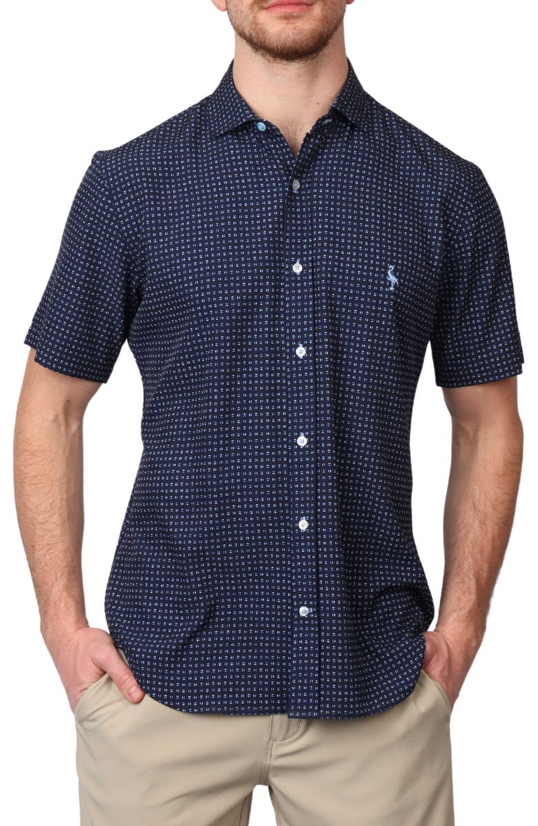 TailorByrd Lux Performance Short Sleeve Shirt, Main, color, Navy