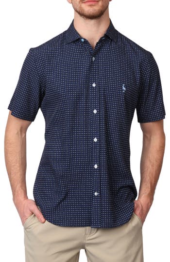 Shop Tailorbyrd Lux Performance Short Sleeve Shirt In Navy