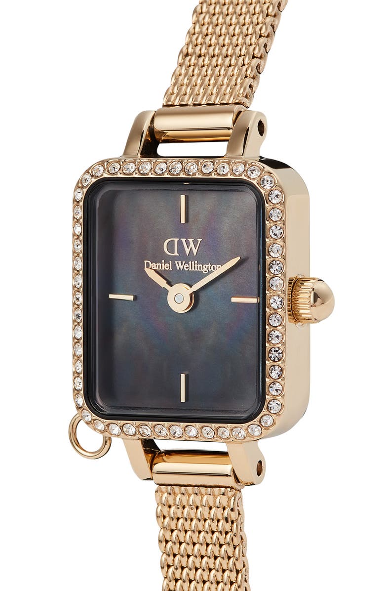 Daniel Wellington Quadro Mini Crystal Zodiac Bracelet Watch, 15mm, Alternate, color, Gold