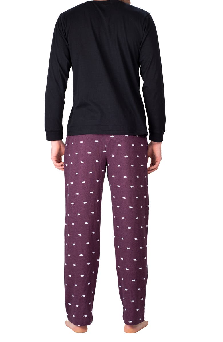 SLEEPHERO Knit Pajamas, Alternate, color, Burgundy And Black