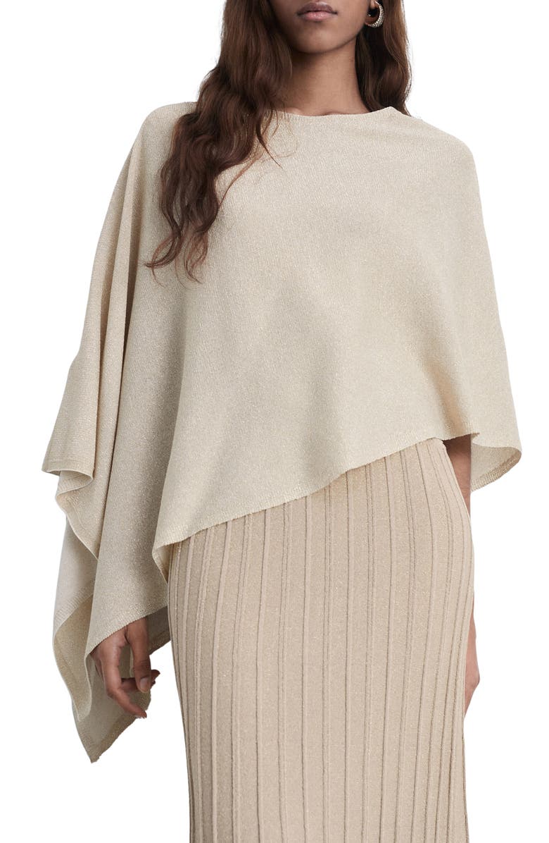 MANGO Metallic Asymmetric Knit Cape, Main, color,
