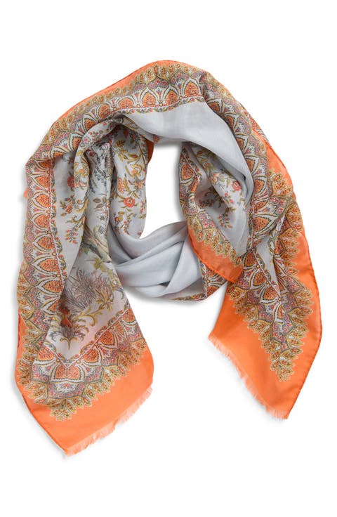 Boheme Paisley Floral Cotton & Silk Fringe Scarf