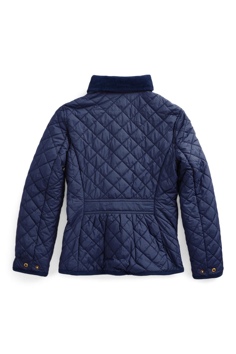 Kids' Audrey Quilted Jacket with Removable Hood, Alternate, color, NAVY