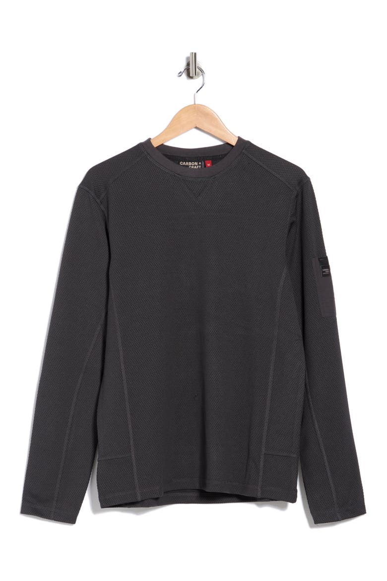 Piqué Long Sleeve T-Shirt, Alternate, color, GUNMETAL