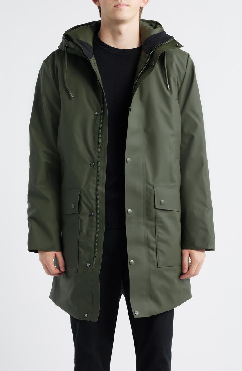 Rains Nome Long Waterproof Parka, Main, color, Green