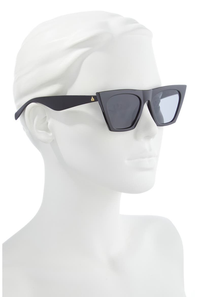 Perseus 51mm Cat Eye Sunglasses, Alternate, color, BLACK