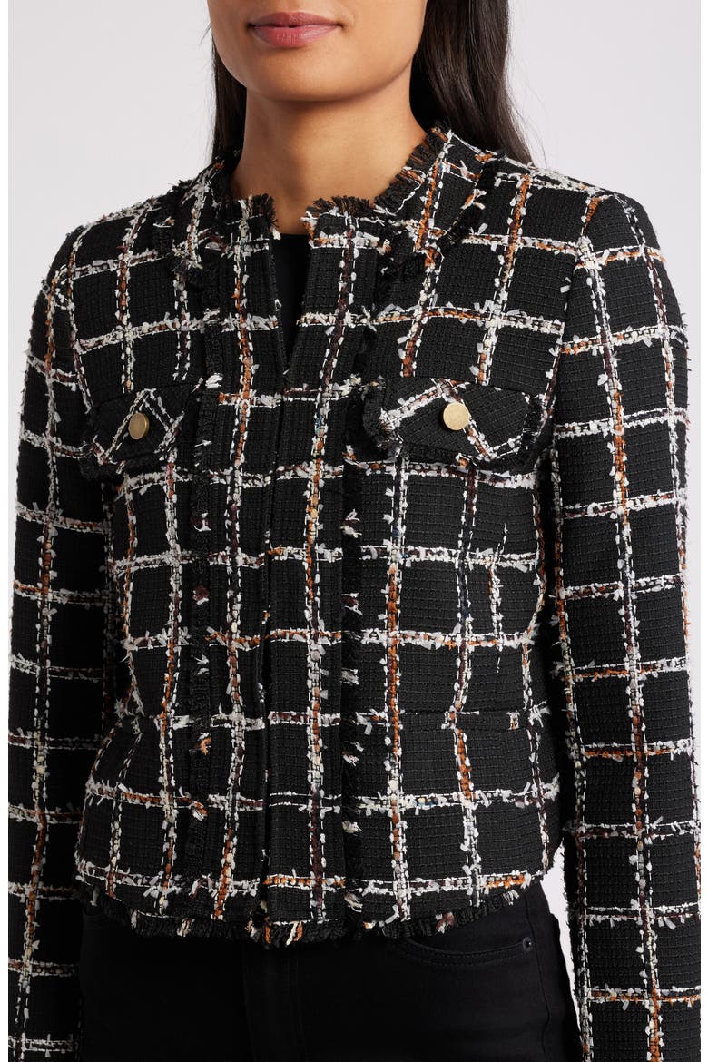 Fringe Tweed Jacket, Alternate, color, RICH BLACK