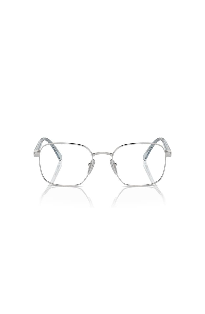 Prada 53mm Rectangle optical glasses, Alternate, color, Silver