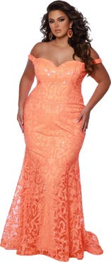 Sydney's Closet Off the Shoudler Mermaid Sweetheart Plus Size Gown