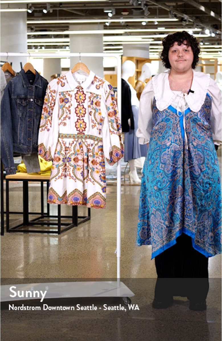 Leigh Placed Print Long Sleeve Cotton & Linen Minidress, sales video thumbnail