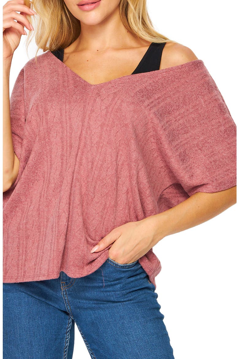 Double V-Neck Knit Top, Main, color, MULBERRY