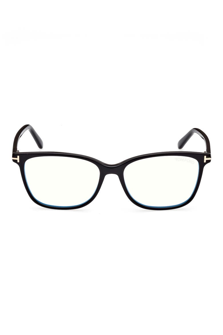 54mm Square Blue Light Blocking Glasses, Main, color, SHINY BLACK