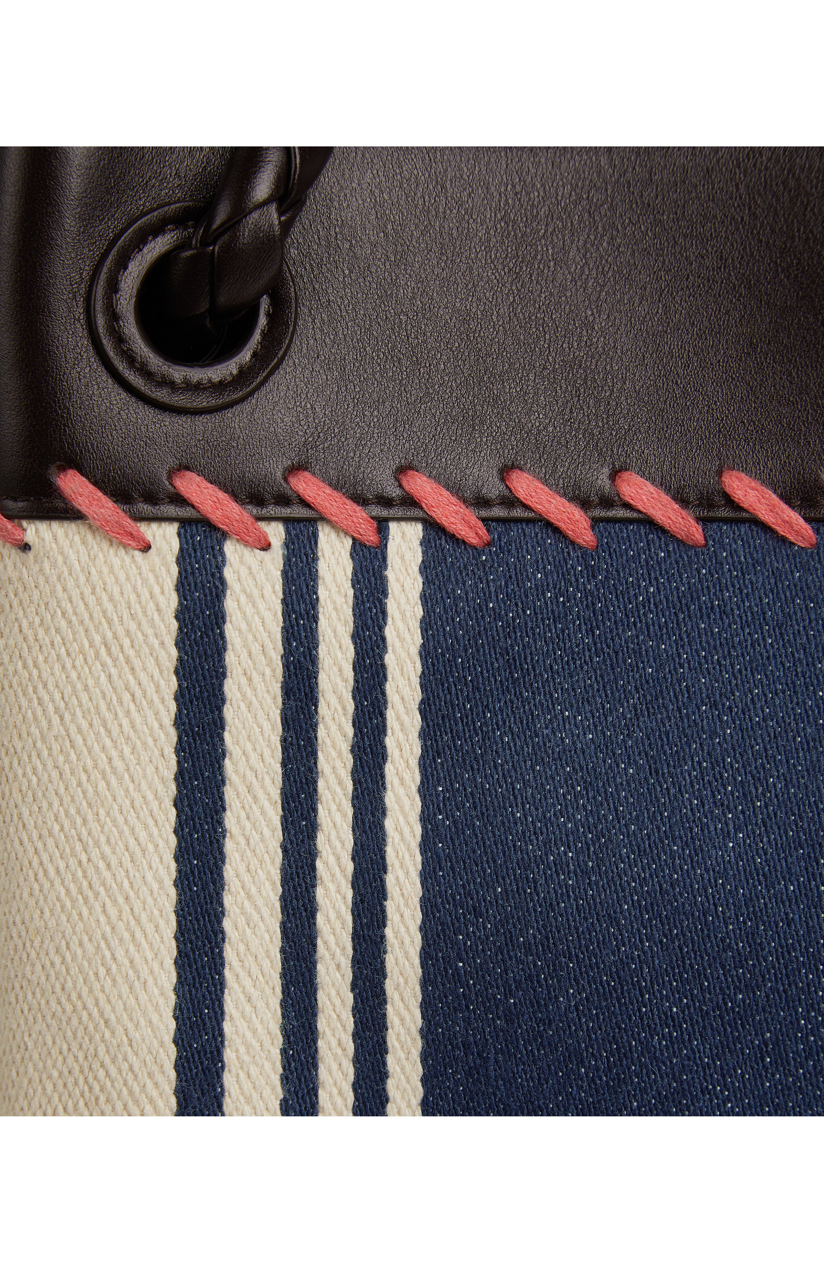 Bottega Veneta Large Parachute Cotton Canvas Shoulder Bag, Alternate, color, 4716 Navy-Natural/ Fond-Mb